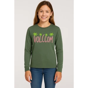 Volcom Girls XL 14/16 Green Long Sleeve Shirt Palm Tree Logo NWT Casual - Picture 1 of 8