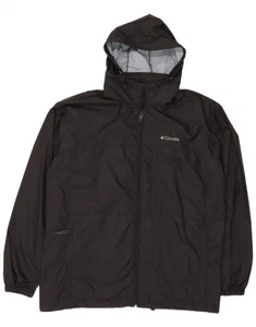 COLUMBIA Mens Tall Hooded Rain Jacket UK 44 2XL Black Nylon CZ04 - Picture 1 of 3