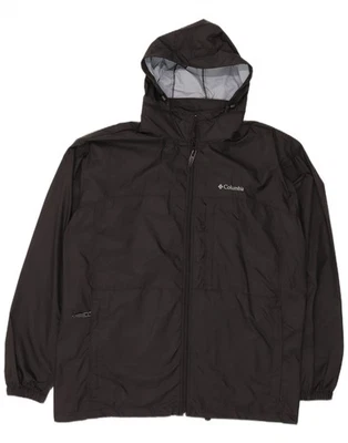 COLUMBIA Mens Tall Hooded Rain Jacket UK 44 2XL Black Nylon CZ04 - Image 1 of 3