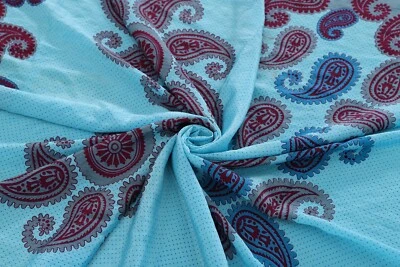 Vintage Saree Paisley Printed Silk Fabric Craft Sari Indian Sari Fabric Arts - Image 1 of 3