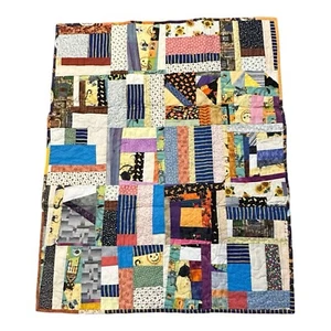 Handmade Halloween Fall Child/Lap Quilt 35” x 44” Orange Beige   Machine Quilted - Picture 1 of 11