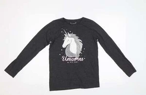 Primark Girls Grey Cotton Blend Pyjama Top Size 12 Years Unicorn - Picture 1 of 12