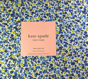 Kate Spade Twin Size French Country Floral Sheet Set Cotton Percale Blue