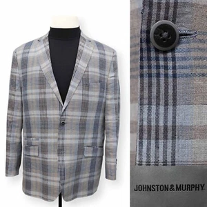 JOHNSTON & MURPHY mens multicolored plaid sport coat suit jacket blazer XL 44 R - Picture 1 of 14