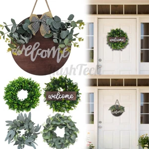 Wreath For Front Door Wall Hanging Welcome Sign Spring Holiday Home Decoration - Picture 1 of 31