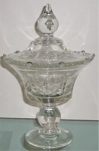 Pedestal candy dish with cover. 1950-60 vintage. Cross and olive design. - Picture 1 of 2