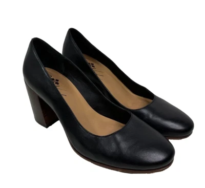 Patricia Nash Women's Anita Pumps Black Leather Block Heels Wood Heels Size 9.5 - Image 1 of 4