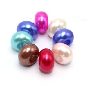50 Mixed Color Acrylic Pearl Rondelle Spacer Beads 14mm Abacus With Big Hole 5mm
