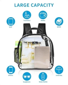 Transparenter Rucksack durchsichtig transparent Stadion zugelassen Tasche Größe 12x12x6 - Bild 1 von 5