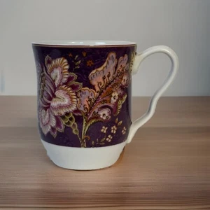 222 Fifth Gabrielle Floral Purple Coffee Tea Mug Fine China Porcelain - Picture 1 of 9