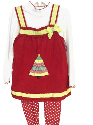 Conjunto de 3 piezas de camisa de vestir y leggings de pana roja para niñas 24M nuevo Foto 1 de 3