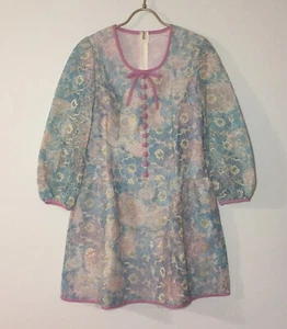 Vintage Floral Embroidered Details Dress Quality Piece 60s 70s NEW - Picture 1 of 12