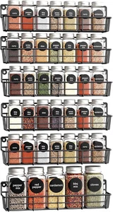 6 Pack Black Spice Rack Organizer Wall Mount Storage Shelf For Kitchen Cabinet - Picture 1 of 7