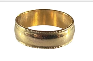 Vtg Yellow Gold Filled Milgrain WEDDING BAND Ring ~5-1/2mm Sz 6 NEW Old Stock - Picture 1 of 6