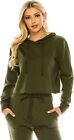 Eevee Women's Casual Crop Hoodie Sweatshirt - Long Sleeve Cute Cropped Plain Wor