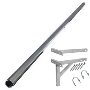 6' ft foot 1.25" ALLOY mast aerial mounting pole 2m and 24" T&K wall bracket kit - Picture 1 of 5