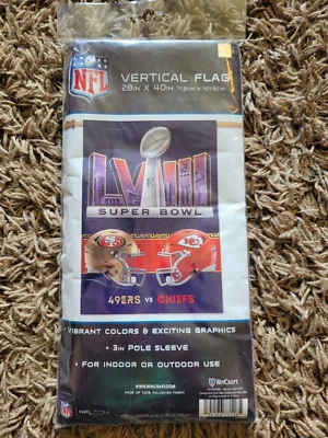 Super Bowl 58 San Francisco 49ers Kansas City Chiefs LVIII 28x40 Banner - Image 1 of 2