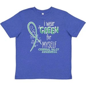 Inktastic I Wear Green For Myself- Cerebral Palsy Awareness Youth T-Shirt Ribbon - Picture 1 of 2