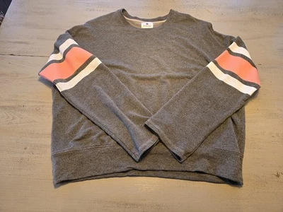 Sundry Women's PulloverSweatshirt Size 2/Med Gray w Pink/white Stripes on Sleeve - Image 1 of 4