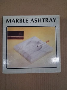 Vintage Aschenbecher weiß Marmor quadratisch Clorwood Taiwan 80er Jahre mit Box - Bild 1 von 4