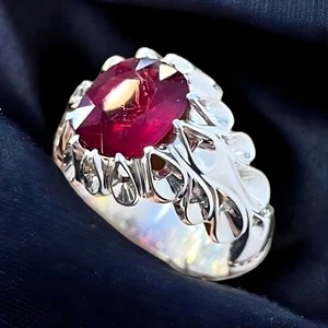 Natural Ruby Ring, Mens Ruby Ring, Handmade Ring, 925 Solid Sterling Silver 925 - Picture 1 of 3