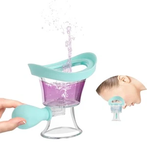 Eye Wash Cup Portable Care Cleaner Kit Silicon Manual Air Pressure Blue - Picture 1 of 8