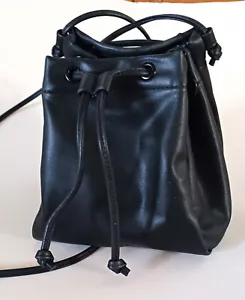 Uniqlo Small Drawstring Bucket Shoulder Bag. Black. VGC. - Picture 1 of 4