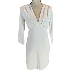 Fraiche by J Long Sleeve V-Neck Bodycon Dress - White - size Medium - Picture 1 of 7