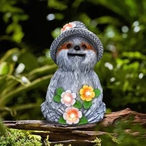 Solar Garden Outdoor Statues Adorable Sloth Figurine Lights with 4 Leds, Ideal G - Picture 1 of 13