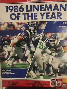 NFL/LITE New York Giants 1986 Lineman of the Year Poster - Picture 1 of 1