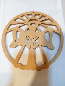 Lazer Cut Engel Dekoration helles Holz 6 6/16" Durchmesser Euc fertiges kantiges Loch - Bild 1 von 6