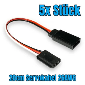 ✅ 5x Servokabel 20cm Stecker Buchse Verlängerung Futaba Robbe 26AWG Kabel RC ✅ - Bild 1 von 16