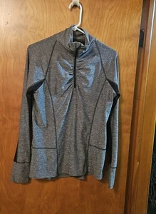 Champion Women's Semi-Fitted Athletic Gray Quarter Zip Long Sleeve Stretch Large - Picture 1 of 8