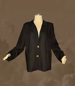 AND NOW THIS Women’s Sz Large Solid Black Suit BLAZER Jacket Pockets - Picture 1 of 13