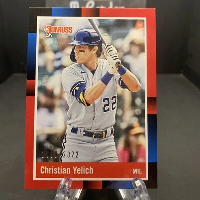 2022 Panini Donruss Retro 1988 Red /2022 Christian Yelich #266 Milwaukee Brewers - Image 1 of 2