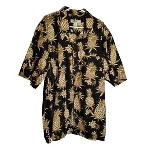Joe Marlin Shirt Men's XXL Pineapple Print Tropical Hawaiian Button Up Yellow - Picture 1 of 5