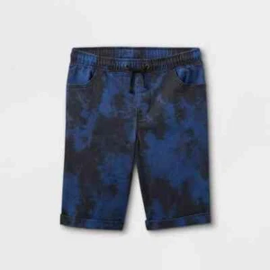 Art Class Boys Shorts Black/Navy Tie-Dye Elastic Waist Jean Pull On Shorts Large - Picture 1 of 3