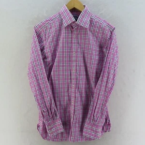 M.J. Bale Shirt Mens Adult Size 38 Pink Blue Long Sleeve Button Up Casual - Picture 1 of 8