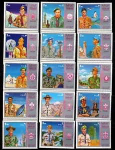 UAE SHARJAH 1970 WORLD JAMBOREE BOY SCOUTS OF THE WORLD 15 STAMPS MNH - Picture 1 of 16