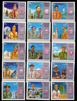 UAE SHARJAH 1970 WORLD JAMBOREE BOY SCOUTS OF THE WORLD  15 STAMPS MNH - Image 1 of 4