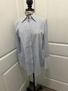 Camicia donna Lewit Nordstrom cotone manica lunga a righe polsino esagerato taglia L - Foto 1 di 5