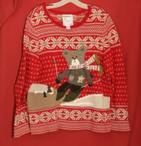 Christopher Banks Limited Edition Teddy Bear Holiday Christmas Sweater Women's L - Picture 1 of 4