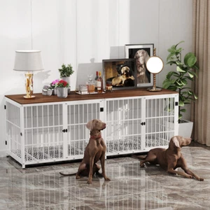 Thick Metal Bar Dog Crate Side Table Luxury Huge Dog Kennel Pet House Furniture - Picture 1 of 20