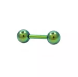 Barbell Cartilage Titanium Green IP 16 Gauge 1/4" 4mm Balls - Picture 1 of 3