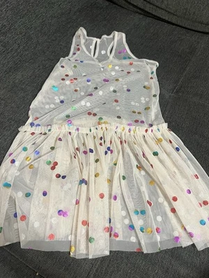 Niñas Fiesta Túnica Camisa Vestido Malla Transparente Lunares Fiesta Vestido Niñas Grande Foto 1 de 2