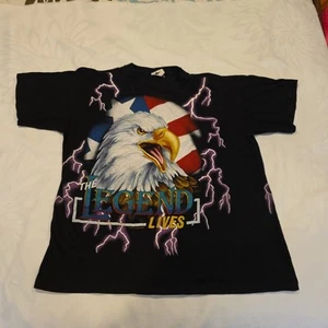 Vintage 90s American Thunder Lightning Legend Lives Eagle T Shirt Mens Large - Picture 1 of 8