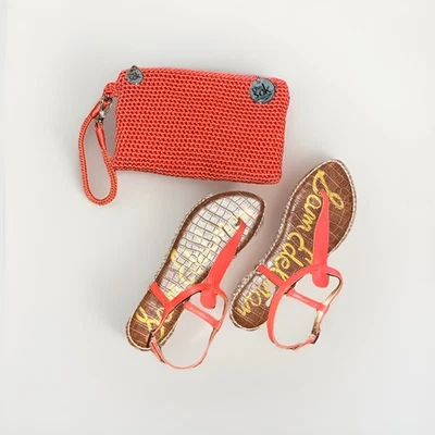 Sam Edelman Gigi Women's Leather Sandals, Size 6.5M / The Sak Crochet Wristlet - Image 1 of 4