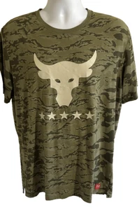 Under Armour Project Rock Shirt Mens Large Camo Bull Freedom Stars Gym Training - Picture 1 of 14