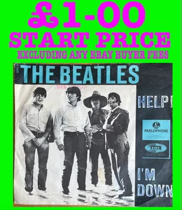 VERY RARE DENMARK THE BEATLES PS SINGLE - HELP! / I'M DOWN - UNIQUE PS - Picture 1 of 12