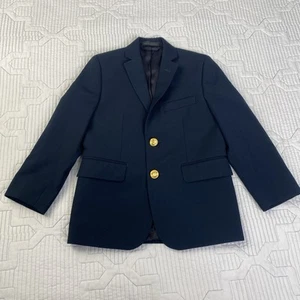Lauren Ralph Lauren Boys Blazer Suit Jacket Size 7 Navy Blue Gold Buttons - Picture 1 of 13